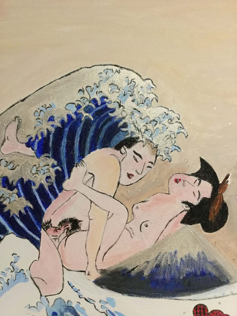 la gran ola Kanawaga-pareja porno