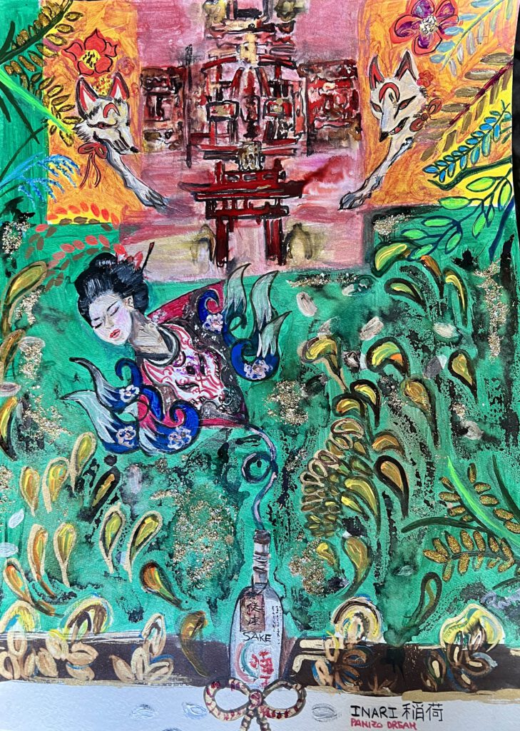 artepanizo, isabel panizo del valle, japanese mytology, mitología japonesa, mikaboshi, artwork, inari, 稲荷